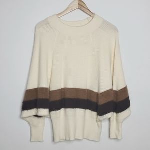 70's Dolman cream and brown stripe sweater